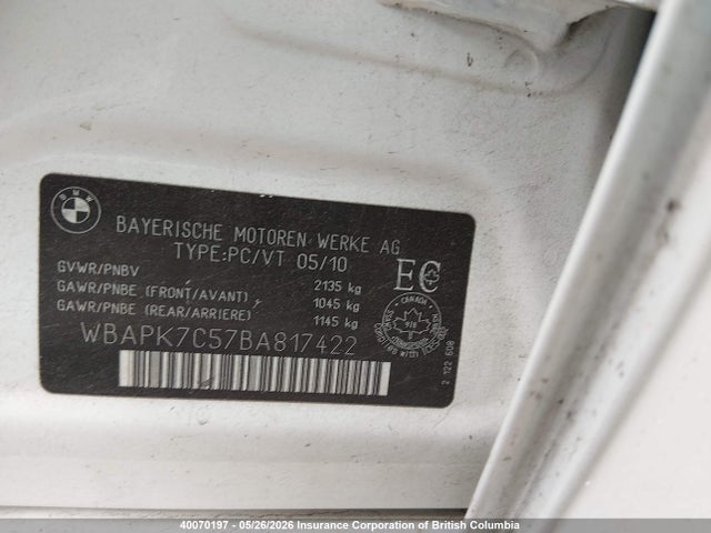 Aukcja sprzedaży 2011 Bmw 328 Xi, vin: WBAPK7C57BA817422, numer aukcji: 40070197