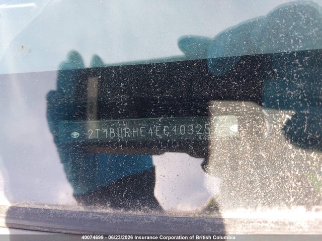 2014 Toyota Corolla L/le/le Pls/prm/s/s Pls მანქანა იყიდება აუქციონზე, vin: 2T1BURHE4EC103257, აუქციონის ნომერი: 40074699