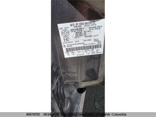 40074705 :رقم المزاد ، 1FTFX1EF6CFB30763 vin ، 2012 Ford F150 مزاد بيع