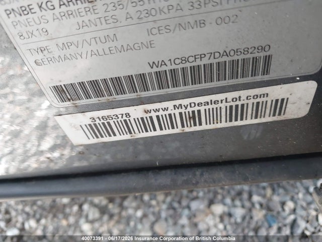 40073391 :رقم المزاد ، WA1C8CFP7DA058290 vin ، 2013 Audi Q5 Premium Hybrid مزاد بيع