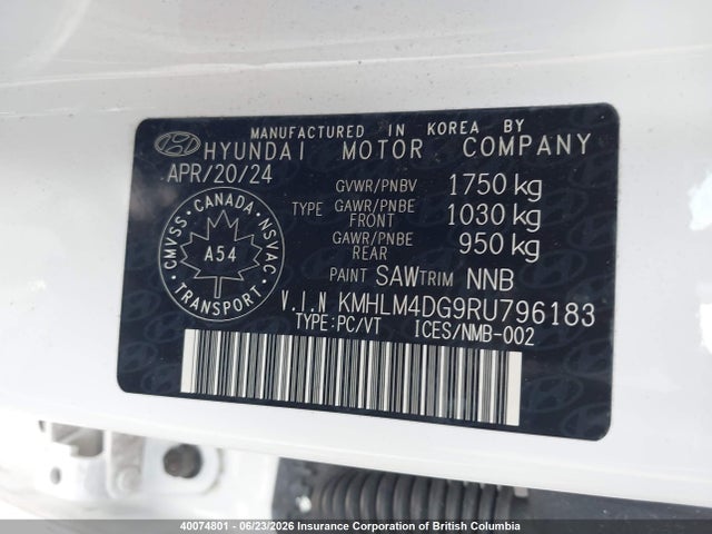 Aukcja sprzedaży 2024 Hyundai Elantra Essential, vin: KMHLM4DG9RU796183, numer aukcji: 40074801