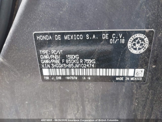 Продаж на аукціоні авто 2018 Honda Fit, vin: 3HGGK5H85JM102474, номер лоту: 40074805