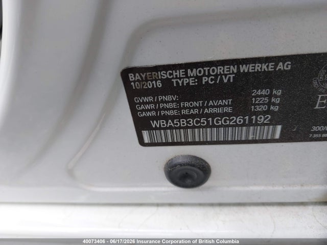 WBA5B3C51GG261192 BMW 535 XI