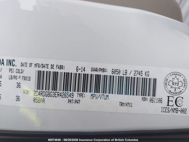 Dodge Grand Caravan Se/sxt 2014 2C4RDGBG3ER426549 Image 9