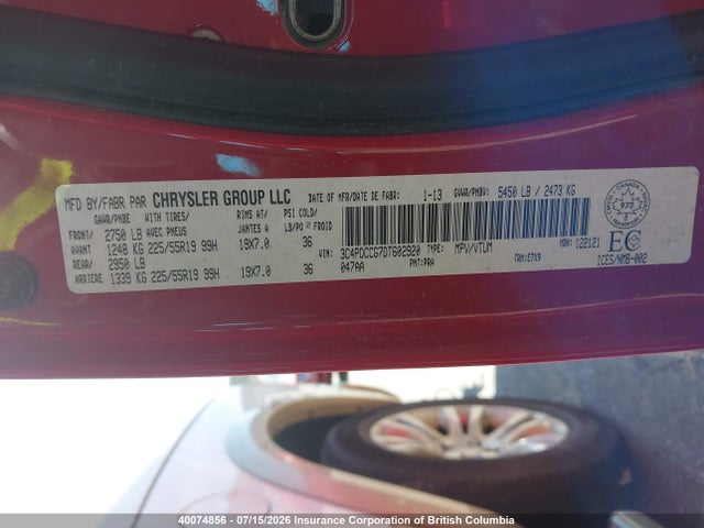 Продажа на аукционе авто 2013 Dodge Journey Sxt, vin: 3C4PDCCG7DT602920, номер лота: 40074856