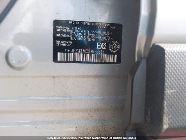JF2SKEMCXLH463615 Subaru Forester Sport