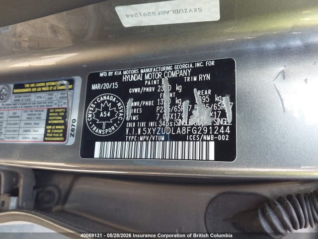 40069131 :رقم المزاد ، 5XYZUDLA8FG291244 vin ، 2015 Hyundai Santa Fe Sport مزاد بيع