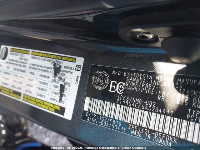 2010 Toyota Corolla S/le/xle მანქანა იყიდება აუქციონზე, vin: 2T1BU4EE9AC204411, აუქციონის ნომერი: 40069293