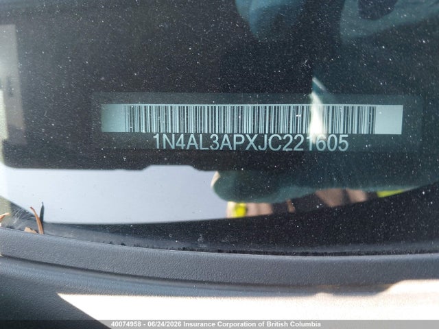 40074958 :رقم المزاد ، 1N4AL3APXJC221605 vin ، 2018 Nissan Altima 2.5 S/2.5 Sl Tech/2.5 Sv مزاد بيع