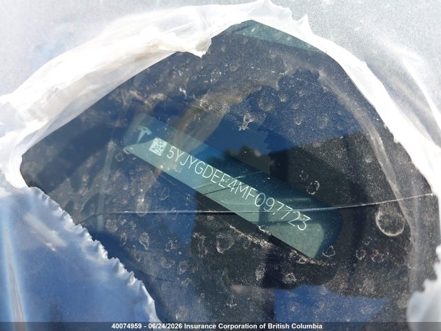 2021 Tesla Model Y მანქანა იყიდება აუქციონზე, vin: 5YJYGDEE0MF153298, აუქციონის ნომერი: 40074959