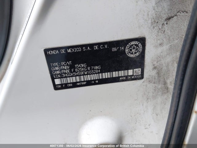 Продаж на аукціоні авто 2015 Honda Fit Lx, vin: 3HGGK5H59FM103284, номер лоту: 40071350