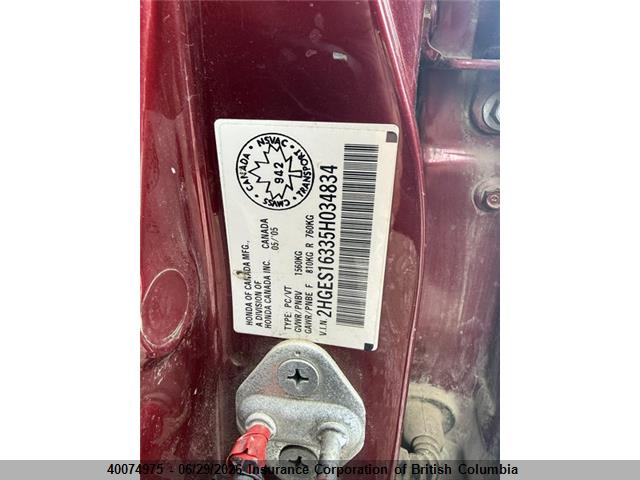 2005 Honda Civic მანქანა იყიდება აუქციონზე, vin: 2HGES16335H034834, აუქციონის ნომერი: 40074975