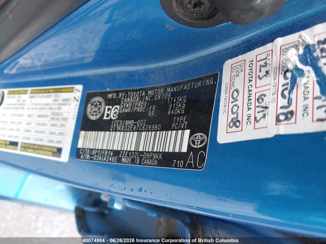 Aukcja sprzedaży 2007 Toyota Corolla Matrix Xr, vin: 2T1KR32E87C628980, numer aukcji: 40074984