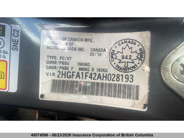 2010 Honda Civic მანქანა იყიდება აუქციონზე, vin: 2HGFA1F42AH028193, აუქციონის ნომერი: 40074996