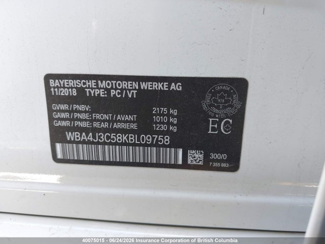 BMW 430I 2019 WBA4J3C58KBL09758 Image 9