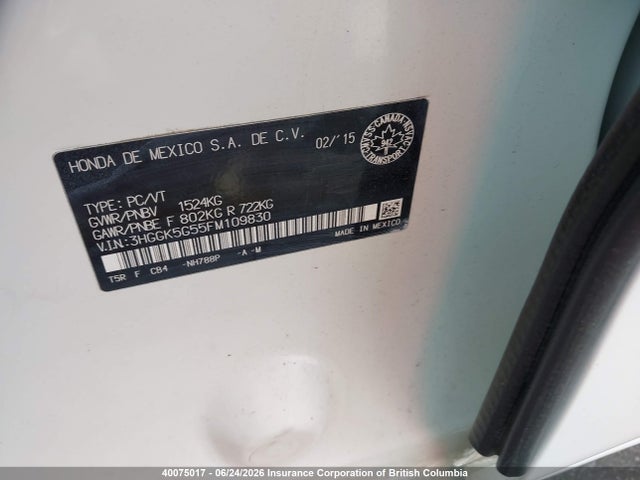 3HGGK5G55FM109830 Honda Fit