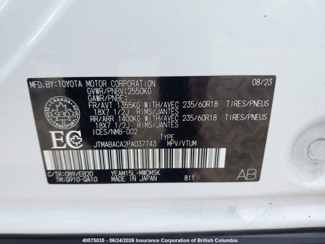 Toyota Bz4x 2023 JTMABACA2PA037743 Image 9