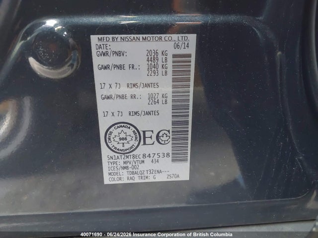 Aukcja sprzedaży 2014 Nissan Rogue S/sl/sv, vin: 5N1AT2MT8EC847538, numer aukcji: 40071690