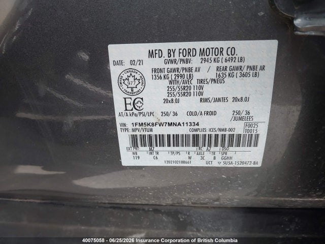 Ford Explorer Limited 2021 1FM5K8FW7MNA11334 Image 9
