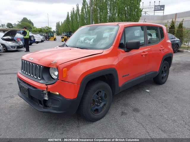 Продаж на аукціоні авто 2016 Jeep Renegade Sport, vin: ZACCJBAT2GPE24721, номер лоту: 40075078