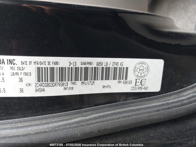 Продажа на аукционе авто 2013 Dodge Grand Caravan Se, vin: 2C4RDGBG3DR703019, номер лота: 40073185