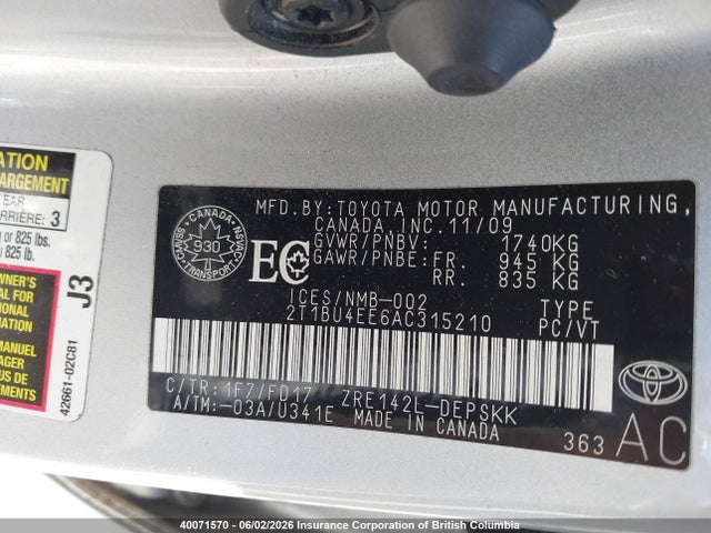 2010 Toyota Corolla S/le/xle მანქანა იყიდება აუქციონზე, vin: 2T1BU4EE6AC315210, აუქციონის ნომერი: 40071570