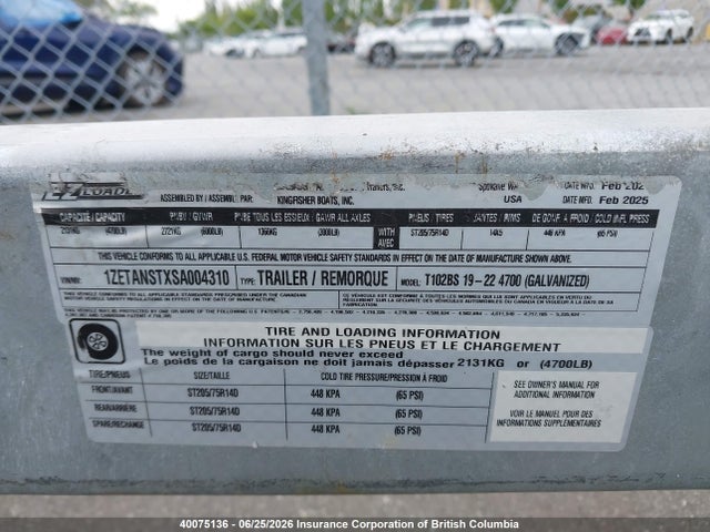 Ez Loader Boat Trailer 2025 1ZETANSTXSA004310 Image 9
