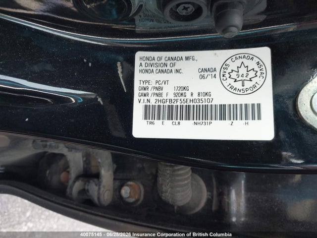 Honda Civic 2014 2HGFB2F55EH035107 Image 9