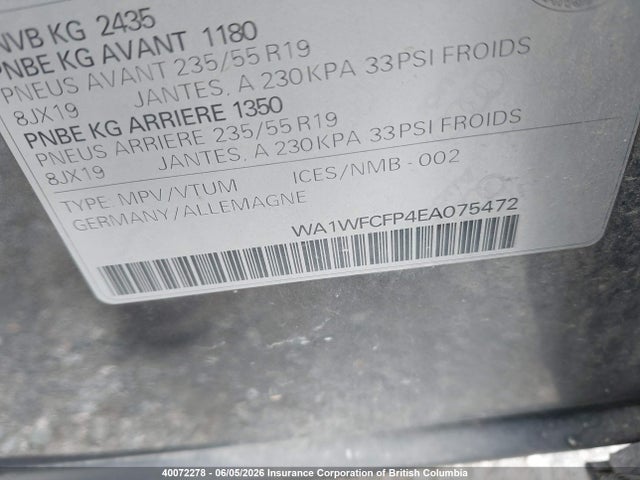 40072278 :رقم المزاد ، WA1WFCFP4EA075472 vin ، 2014 Audi Q5 Prestige مزاد بيع