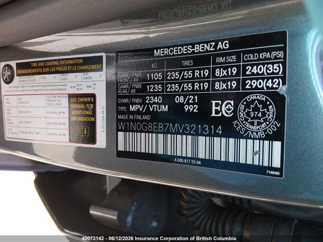 Aukcja sprzedaży 2021 Mercedes-benz Glc 300 4matic, vin: W1N0G8EB7MV321314, numer aukcji: 40073142