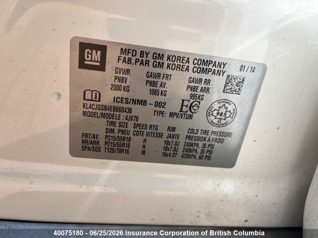 Auction sale of the 2014 Buick Encore, vin: KL4CJGSB4EB660436, lot number: 40075180