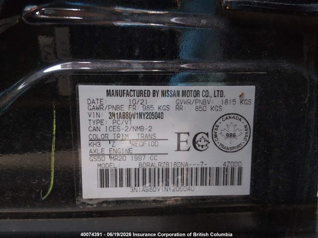 Nissan SENTRA SR 2022 3N1AB8DV1NY205040 Image 9
