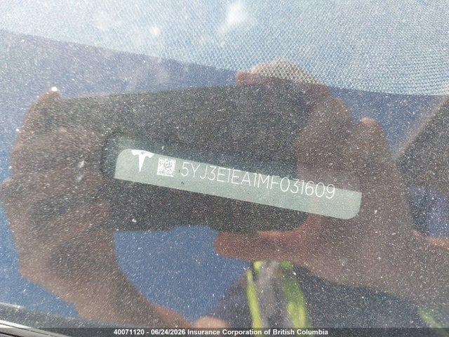 2021 Tesla Model 3 მანქანა იყიდება აუქციონზე, vin: 5YJ3E1EA1MF031609, აუქციონის ნომერი: 40071120