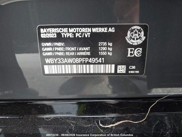 Продаж на аукціоні авто 2023 Bmw I4 M50, vin: WBY33AW08PFP49541, номер лоту: 40072235