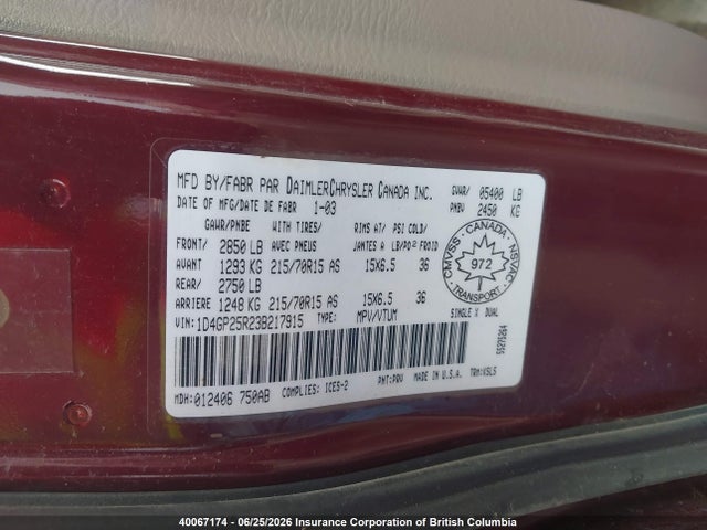Продаж на аукціоні авто 2003 Dodge Caravan Se, vin: 1D4GP25R23B217915, номер лоту: 40067174