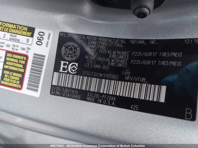 Toyota Sienna 7-passenger 2019 5TDZZ3DC8KS995002 Image 9
