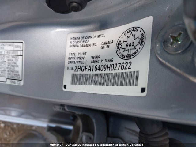 Продаж на аукціоні авто 2009 Honda Civic Dx-g, vin: 2HGFA16409H027622, номер лоту: 40073407