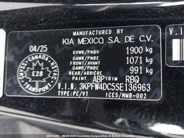 40075265 :رقم المزاد ، 3KPFW4DC5SE136963 vin ، 2025 Kia K4 Gt-line Turbo/gt-line Turbo Limited مزاد بيع