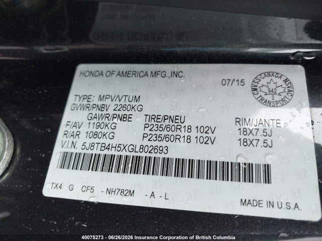 Acura RDX 2016 5J8TB4H5XGL802693 Image 9