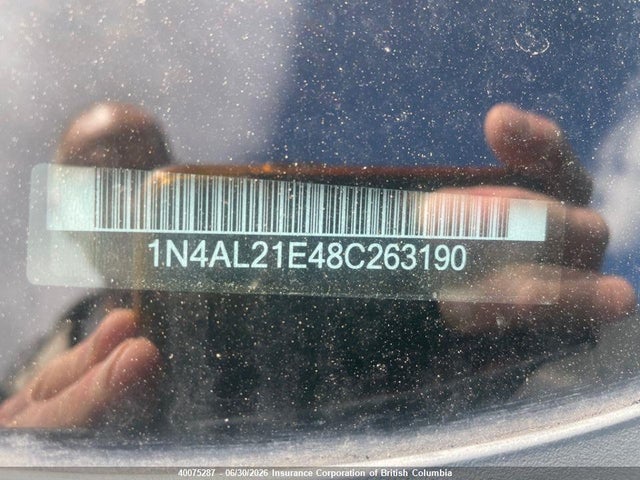 2008 Nissan Altima 2.5/2.5s მანქანა იყიდება აუქციონზე, vin: 1N4AL21E48C263190, აუქციონის ნომერი: 40075287