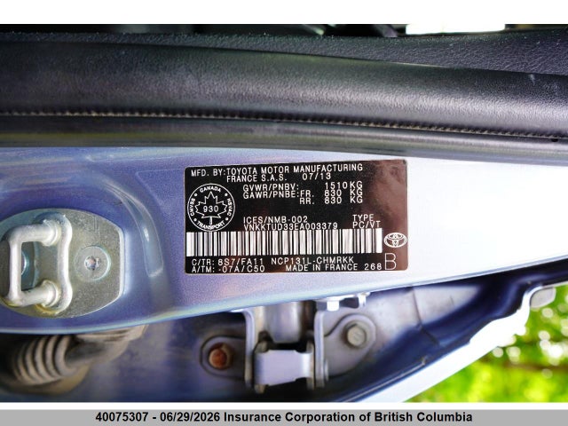 2014 Toyota Yaris მანქანა იყიდება აუქციონზე, vin: VNKKTUD33EA003379, აუქციონის ნომერი: 40075307
