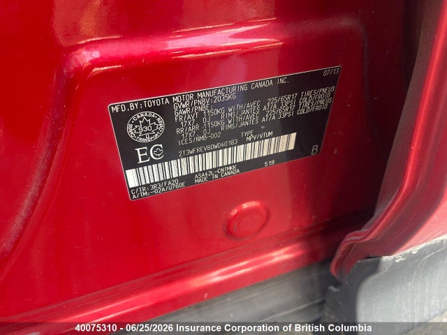 2013 Toyota Rav4 მანქანა იყიდება აუქციონზე, vin: 2T3WFREV8DW040183, აუქციონის ნომერი: 40075310