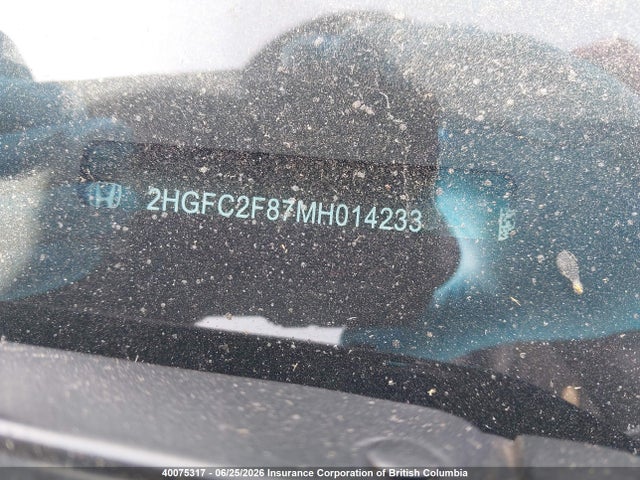 2021 Honda Civic მანქანა იყიდება აუქციონზე, vin: 2HGFC2F87MH014233, აუქციონის ნომერი: 40075317