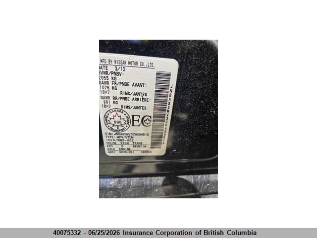 Aukcja sprzedaży 2012 Nissan Rogue, vin: JN8AS5MV3CW404515, numer aukcji: 40075332