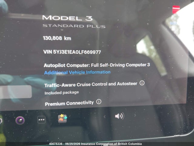 2020 Tesla Model 3 მანქანა იყიდება აუქციონზე, vin: 5YJ3E1EA0LF669977, აუქციონის ნომერი: 40075336