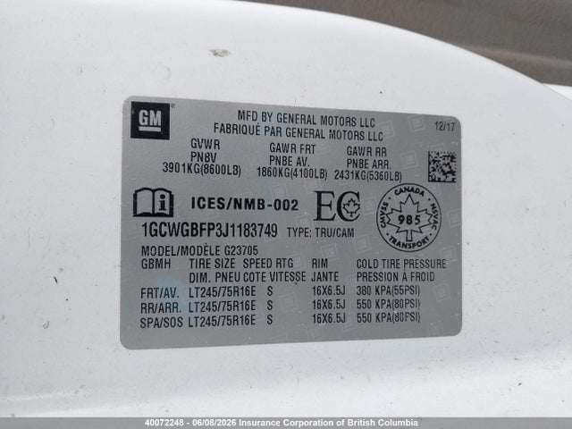Chevrolet Express G2500 2018 1GCWGBFP3J1183749 Image 19