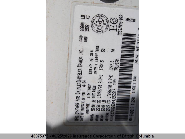 Продажа на аукционе авто 2004 Dodge Ram 2500 Slt/laramie, vin: 1D7KU28D44J253912, номер лота: 40075375