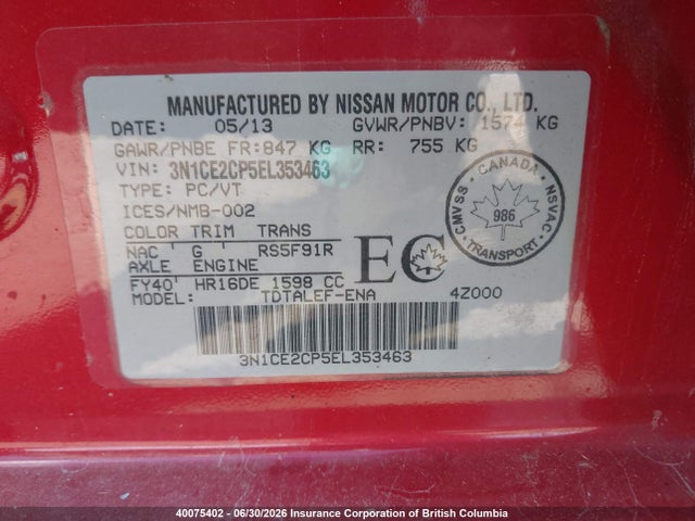 Aukcja sprzedaży 2014 Nissan Versa, vin: 3N1CE2CP5EL353463, numer aukcji: 40075402