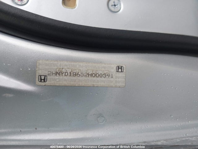 40075480 :رقم المزاد ، 2HNYD18652H000591 vin ، 2002 Acura Mdx مزاد بيع