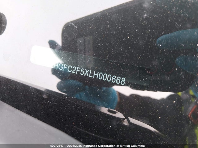 Aukcja sprzedaży 2020 Honda Civic Lx, vin: 2HGFC2F5XLH000668, numer aukcji: 40072317